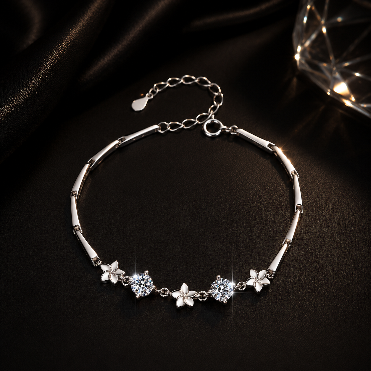 Lunaria Blumen Armband – 925 Sterling Silber